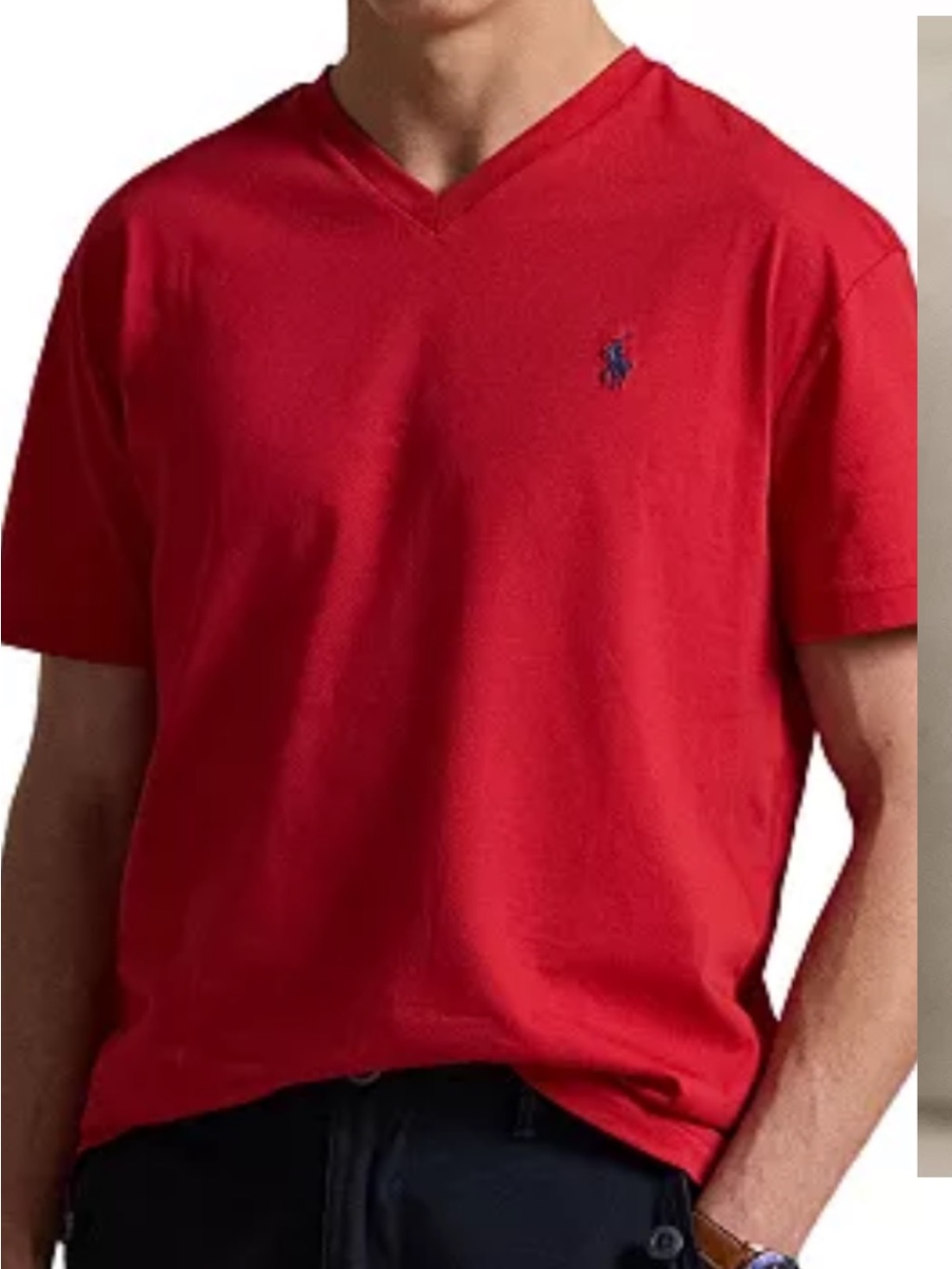 Polo by Ralph Lauren Red V-Neck Short Sleeve Shirt with Navy Pony